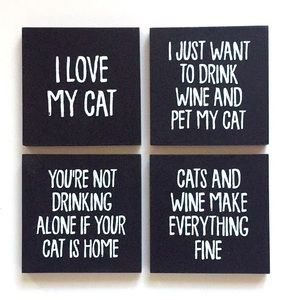 4pcs Coaster set "I love my cat"